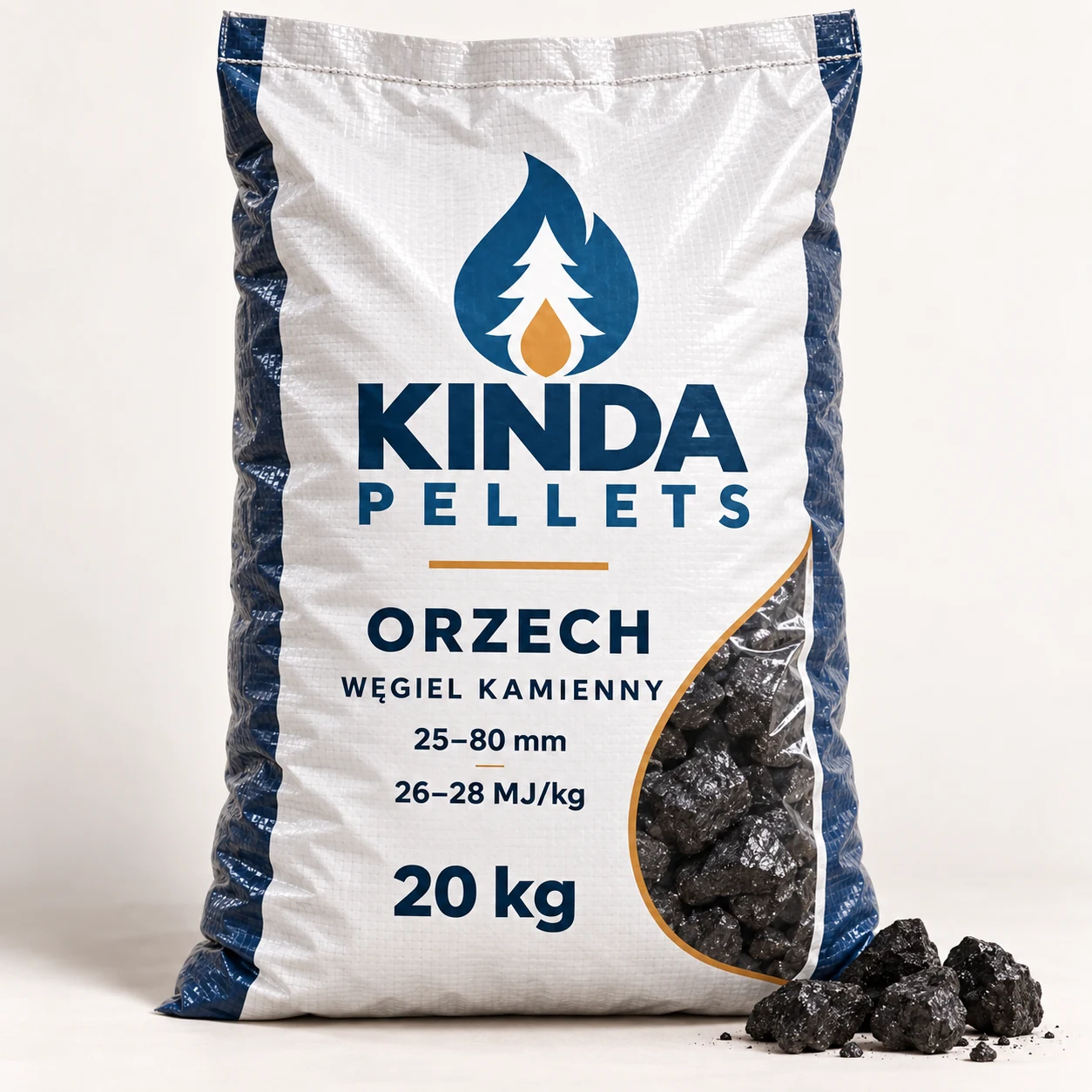 Węgiel kamienny orzech 25–80 mm, 26–28 MJ/kg · 1000 kg (50 worków × 20 kg)