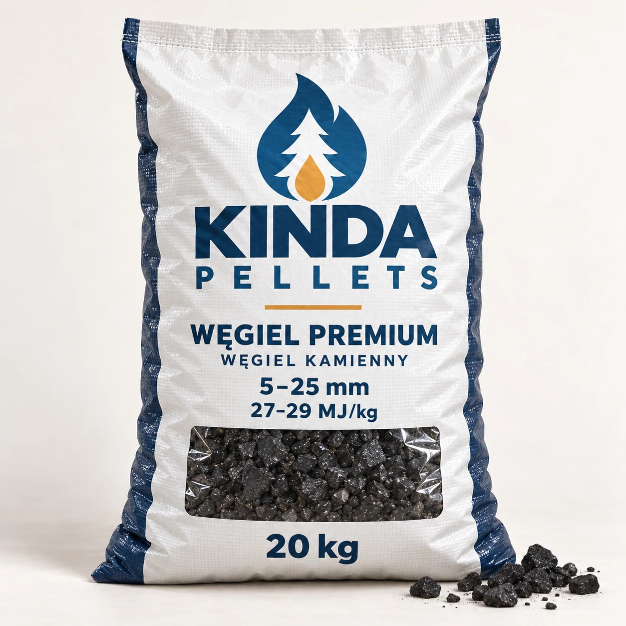 Węgiel kamienny Premium 5–25 mm, 27–29 MJ/kg · 1000 kg (50 worków × 20 kg)