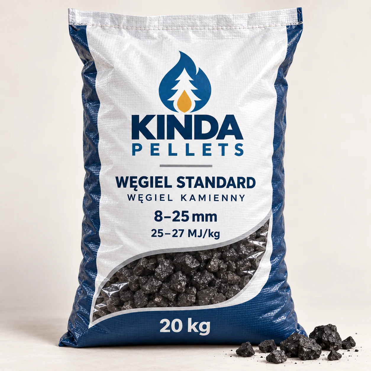 Węgiel kamienny Standard 8–25 mm, 25–27 MJ/kg · 1000 kg (50 worków × 20 kg)